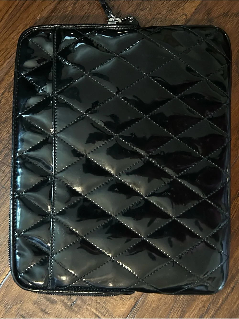 COACH Black Quilted Patent Leather Tablet Case
